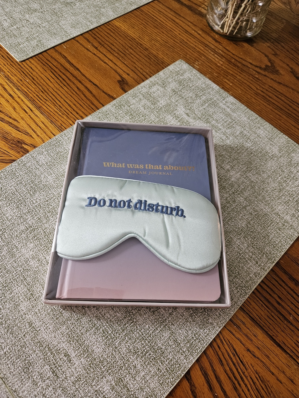 Do Not Disturb Light Green Sleep Mask with Dream Journal